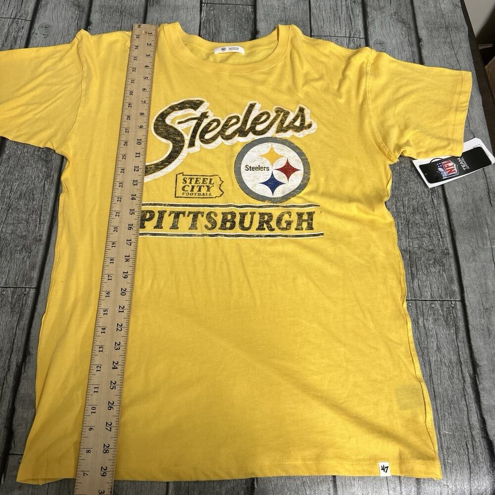 NWT Women’s ‘47 Brand Pittsburgh Steelers Tshirt Yellow Medium SS Soft! - Picture 7 of 8